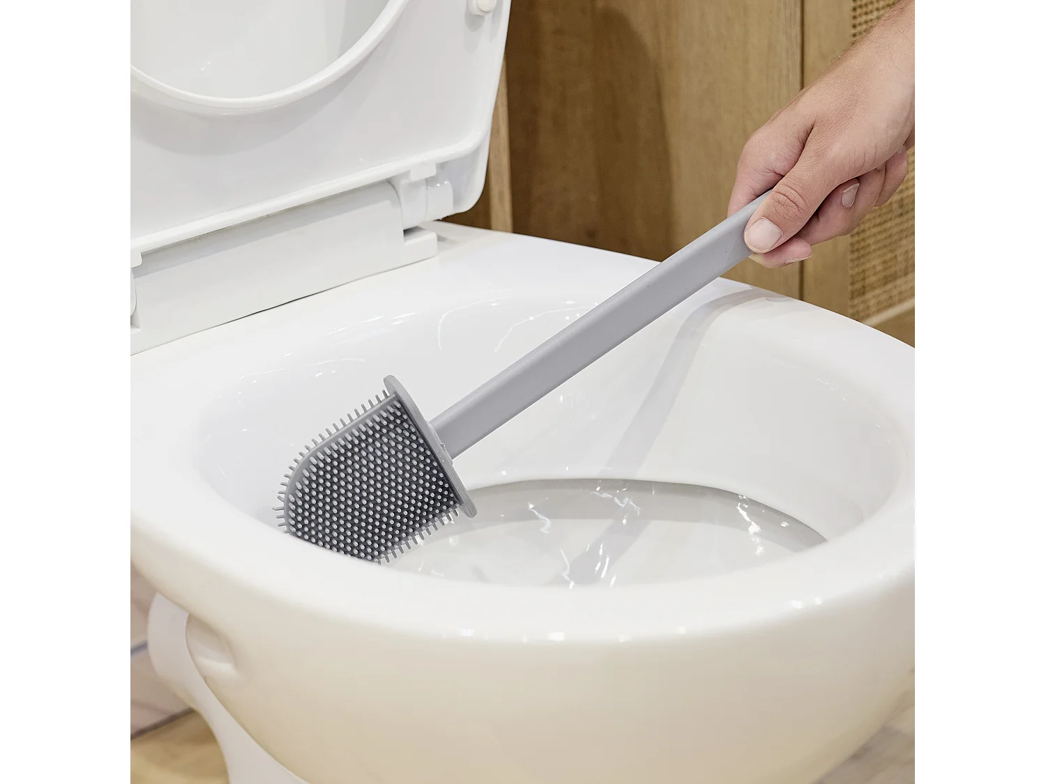 Brosse WC - JE CHERCHE UNE IDEE - Silicone Souple - Gris