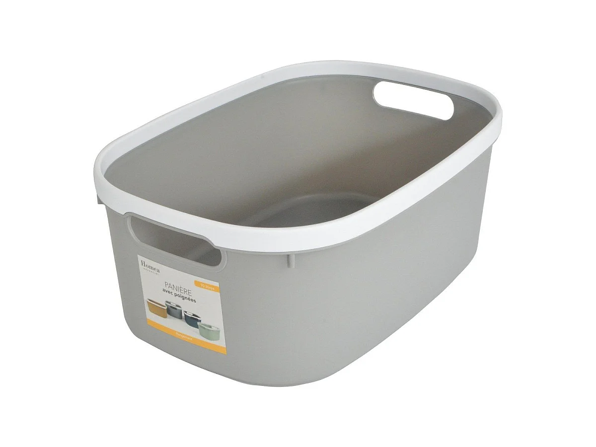 Panière de Rangement Bicolore "Poignées" 37cm Gris