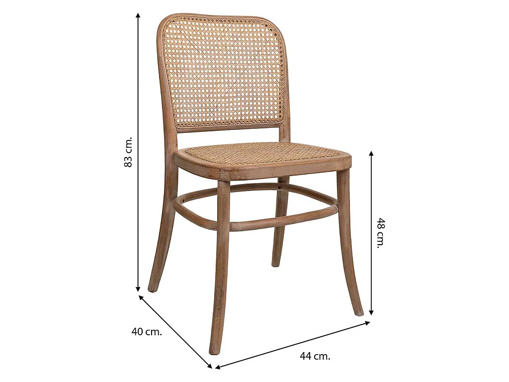 Chaise en bois et cannage marron 44x40x48/83h