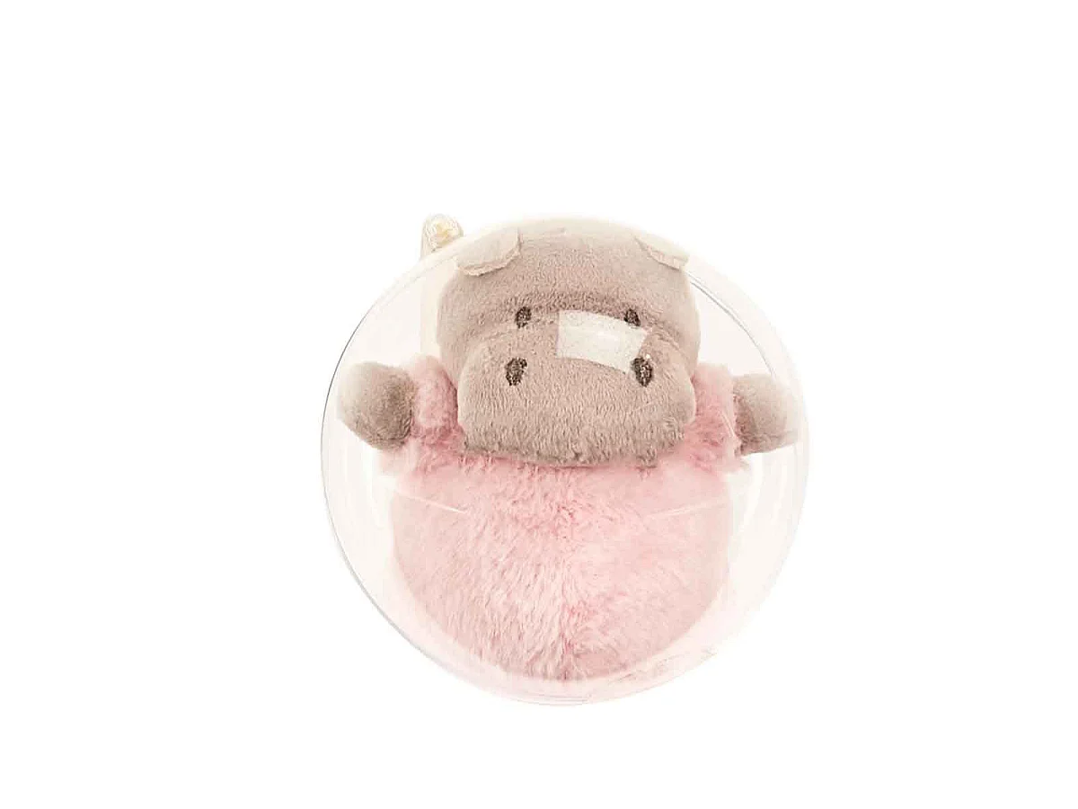 Peluche Enfant dans Boule "Hippo" 12cm Rose