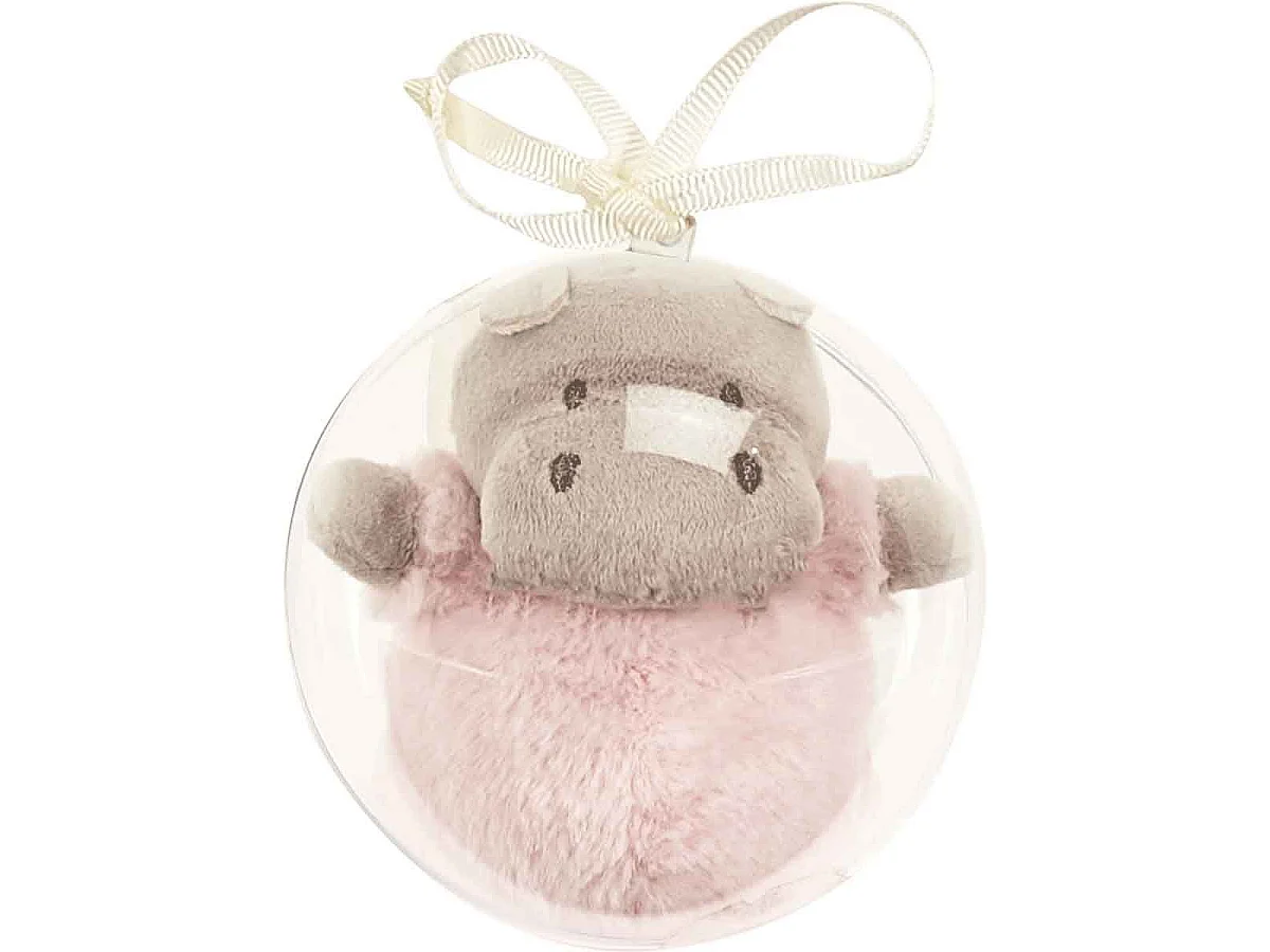 Peluche Enfant dans Boule "Hippo" 12cm Rose