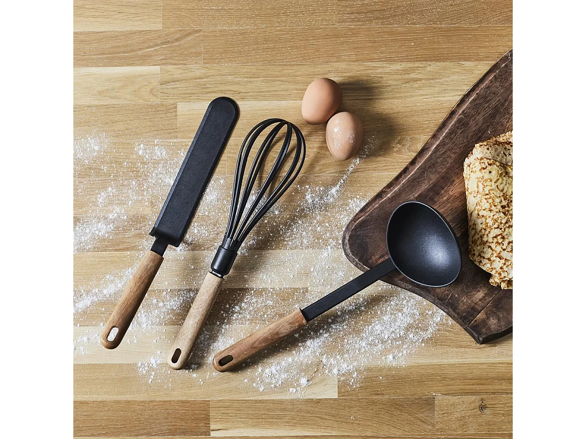 Fouet Manche en Bois "Lily" 31cm Naturel & Noir