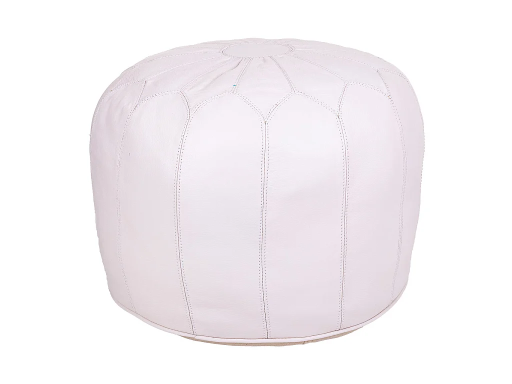 Pouf in pelle bianca 48x48x38h
