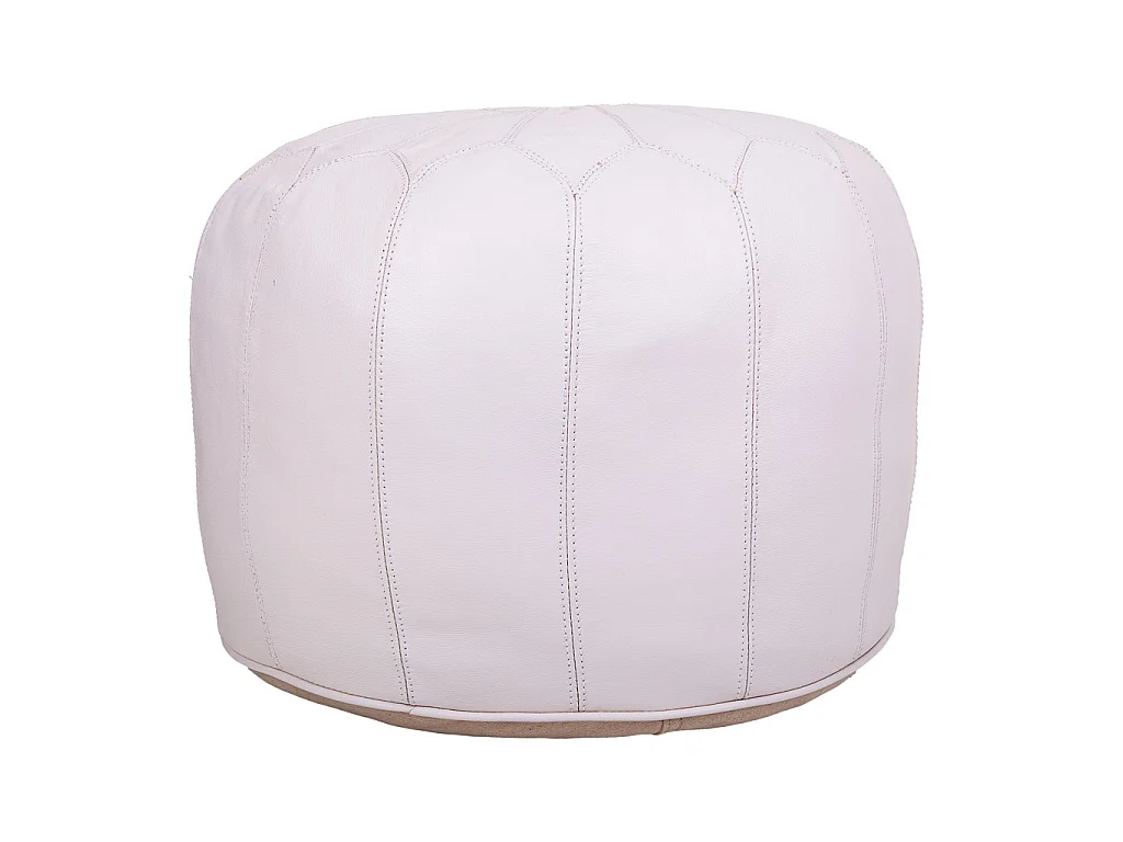 Pouf in pelle bianca 48x48x38h