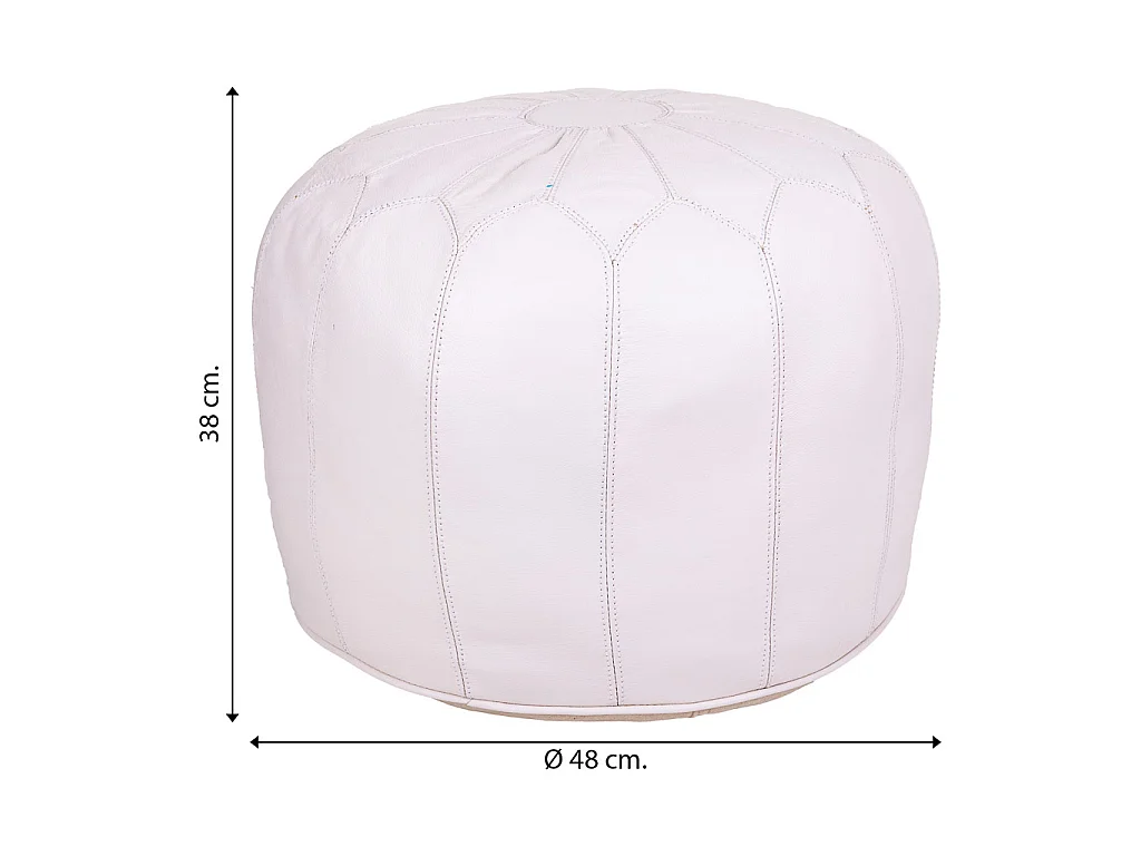 Pouf in pelle bianca 48x48x38h