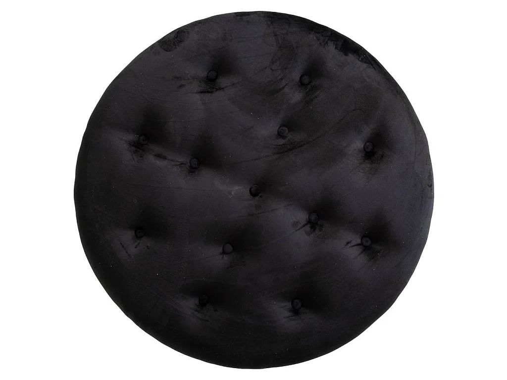 Sgabello rotonda in velluto nero e metallo argento d91,5x47h