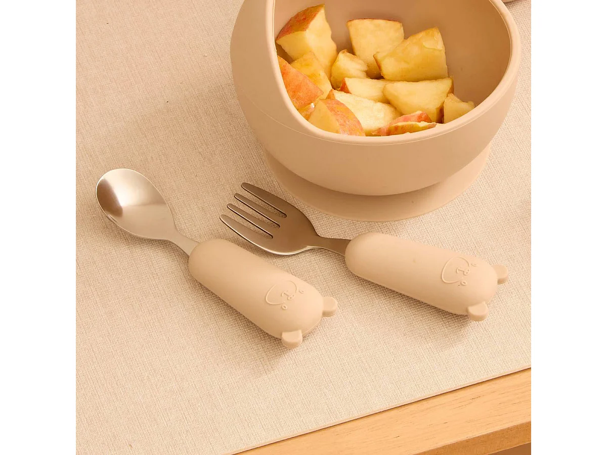 Set Couverts Enfant "Yum" 16cm Beige