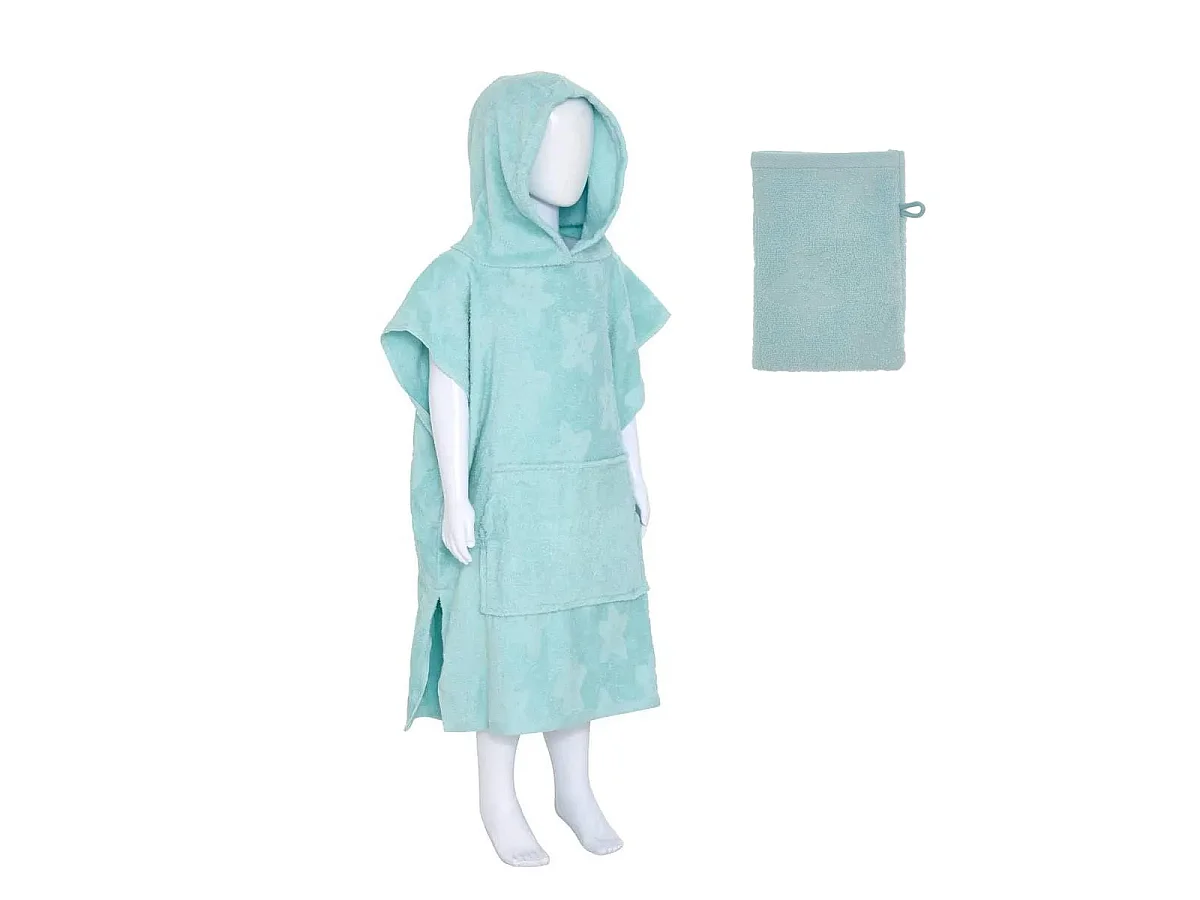 Cape de Bain Enfant & Gant de Toilette "Mer" Bleu