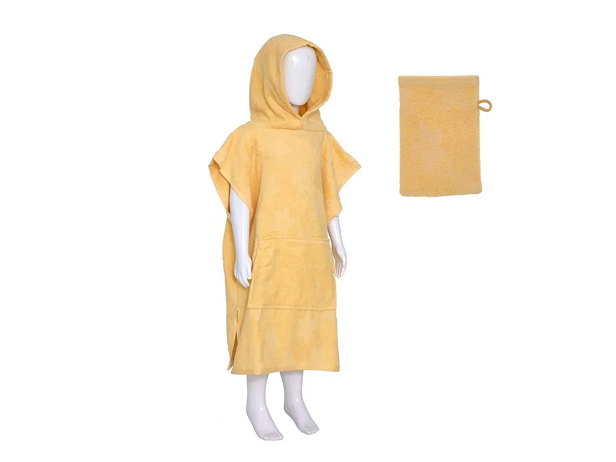 Cape de Bain Enfant & Gant de Toilette "Mer" Jaune