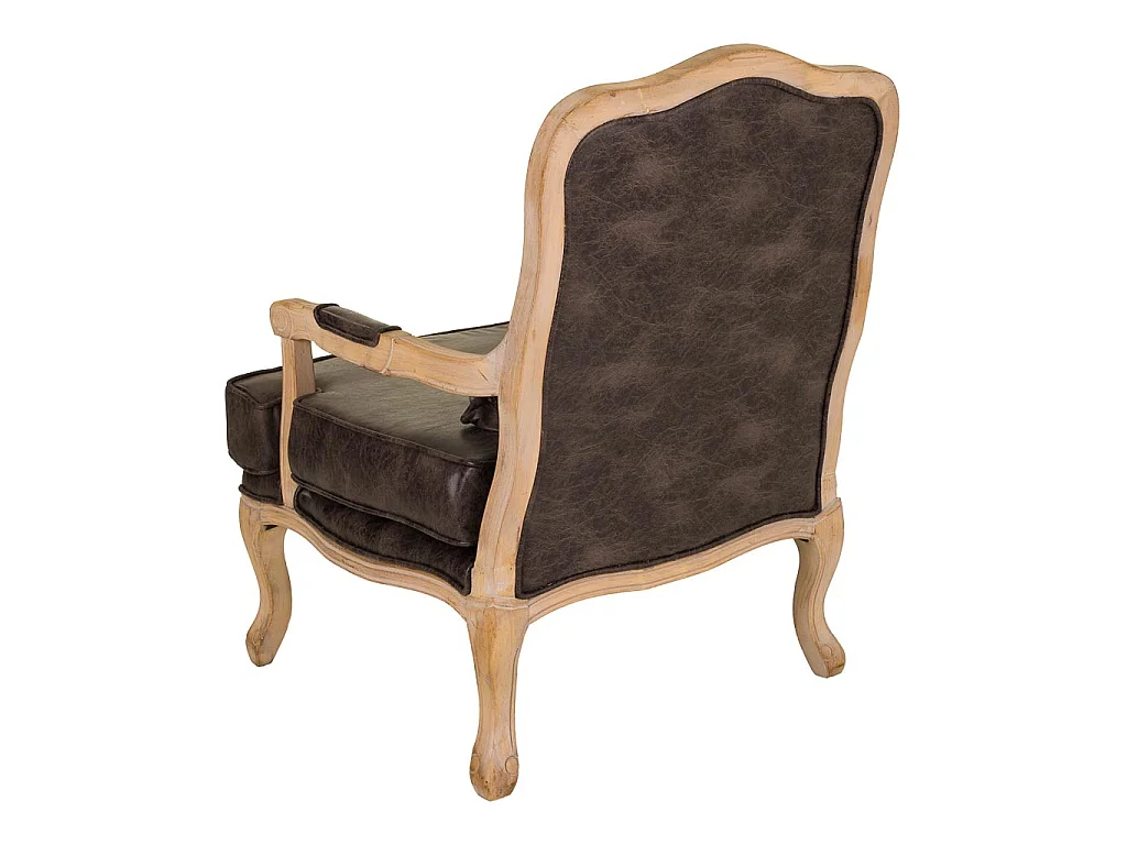 Fauteuil en bois rembourré marron 64x72x92h