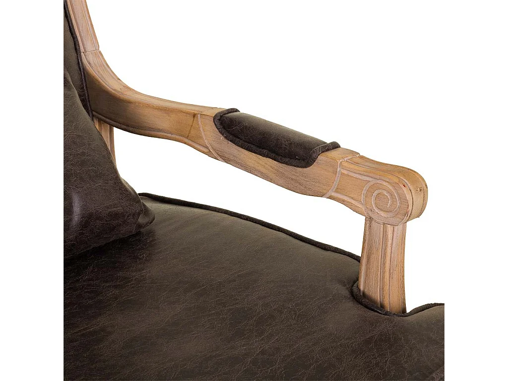 Fauteuil en bois rembourré marron 64x72x92h