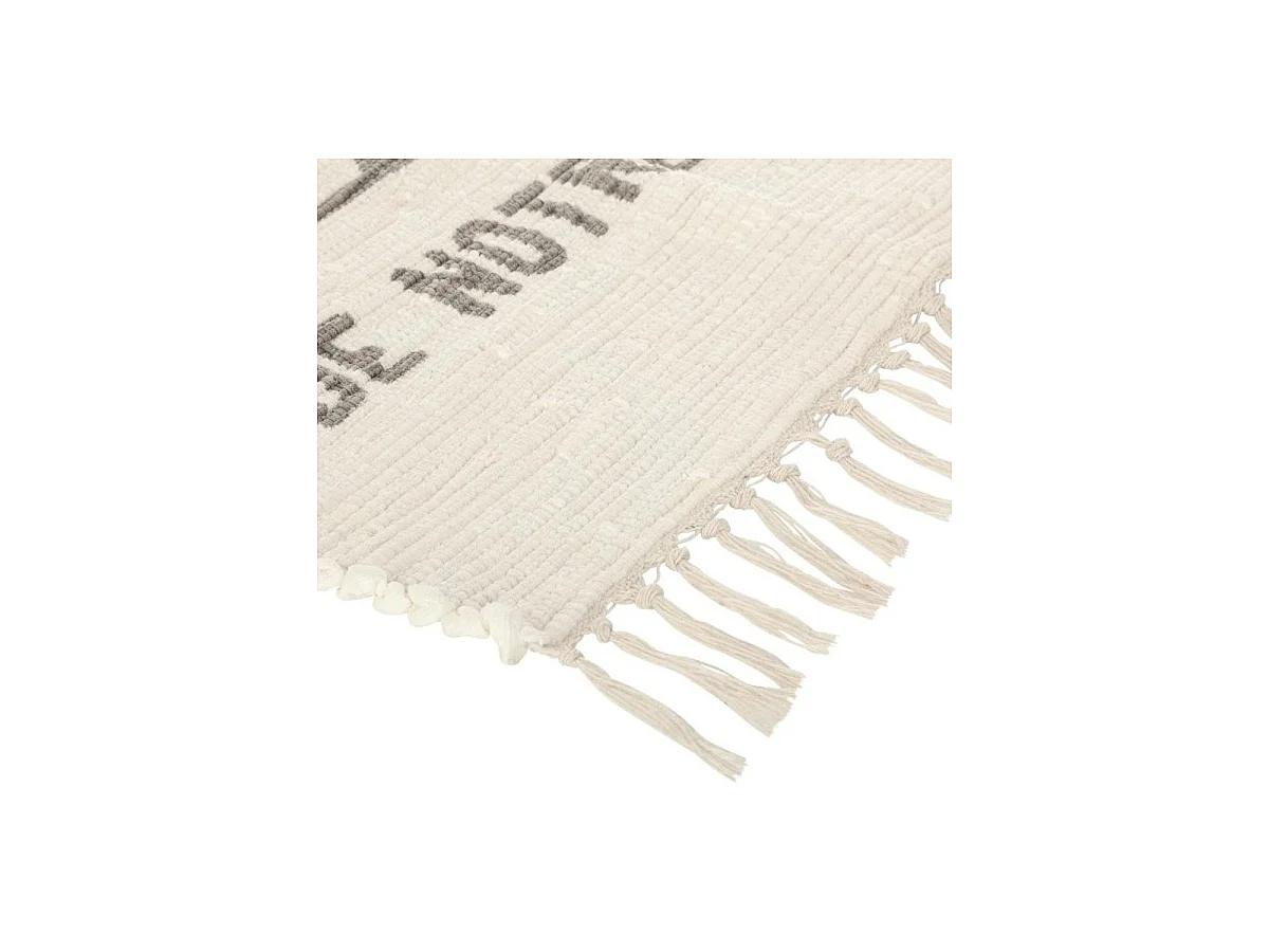 Tapis Déco à Franges "Tribu" 60x90cm Beige
