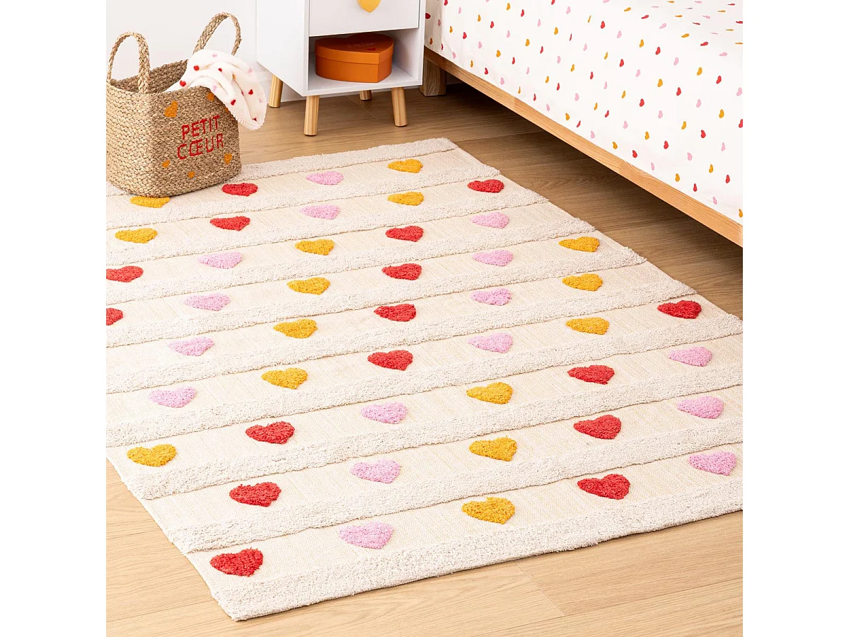 Tapis Enfant Cœur "Amour" 120x170cm Multicolore