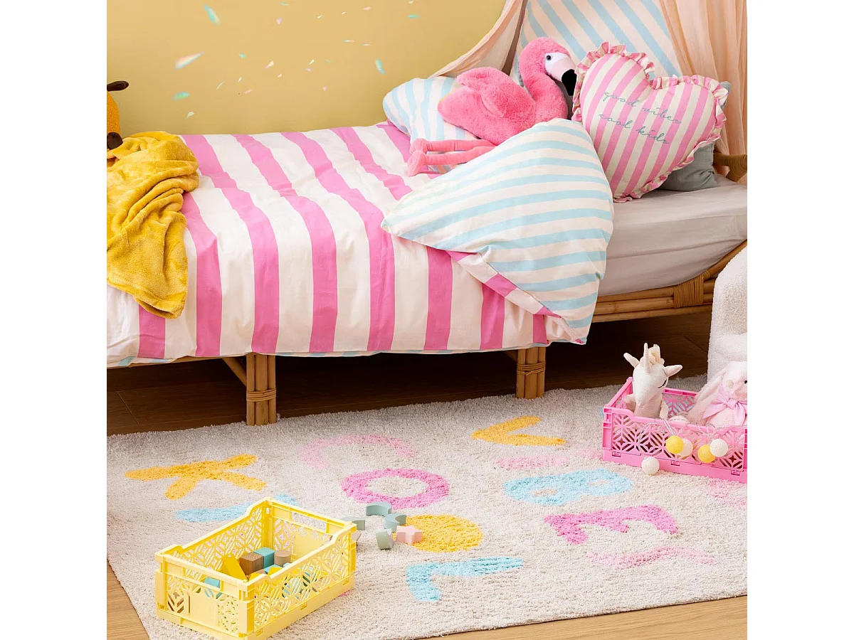 Tapis Tufté à Inscriptions "Assya" 100x150cm Multicolore