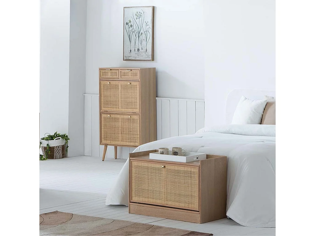 Sitzbank Schuhregal aus MDF und Gitter, braun, 80x38x53