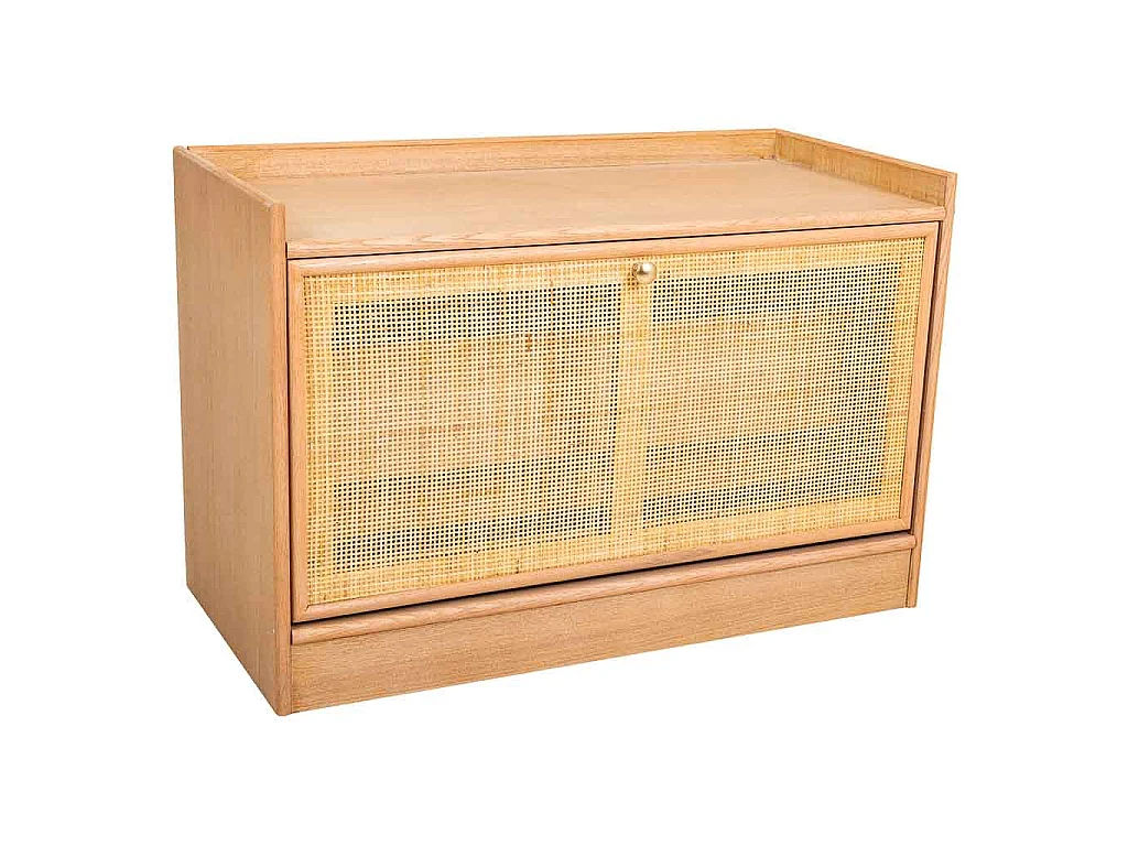 Sitzbank Schuhregal aus MDF und Gitter, braun, 80x38x53