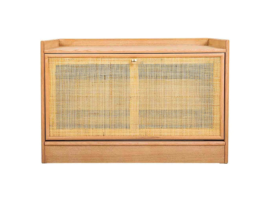 Sitzbank Schuhregal aus MDF und Gitter, braun, 80x38x53
