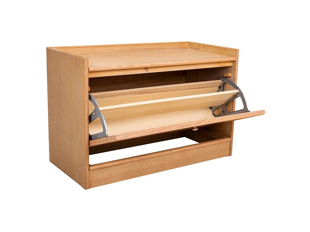 Sitzbank Schuhregal aus MDF und Gitter, braun, 80x38x53