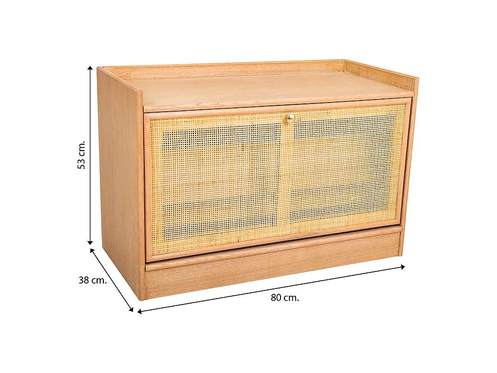 Sitzbank Schuhregal aus MDF und Gitter, braun, 80x38x53