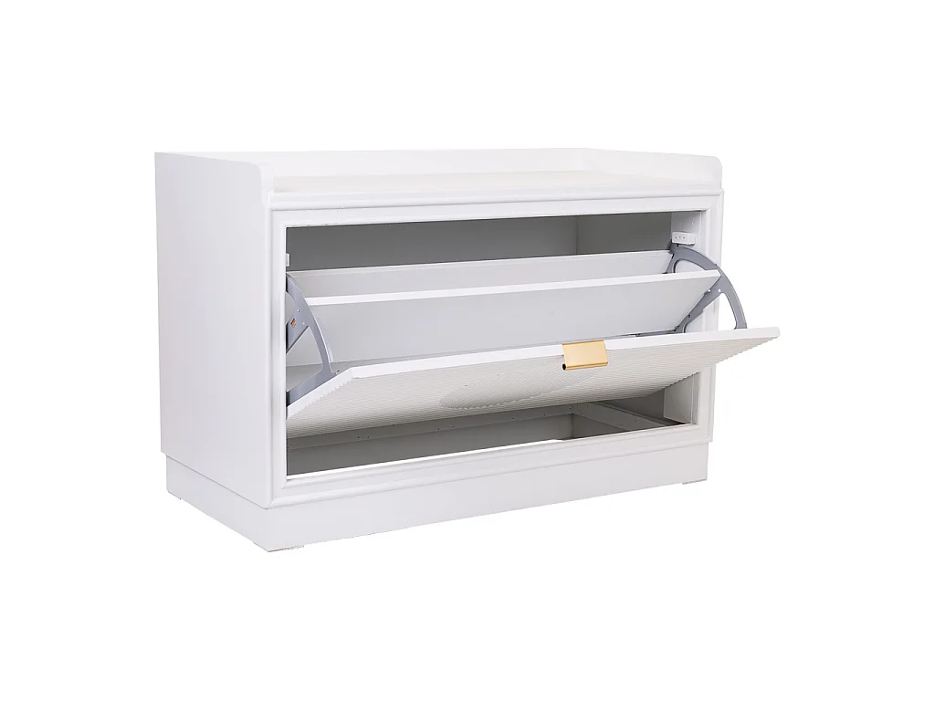Weiße Schuhbank aus Holz 80x38x53h cm