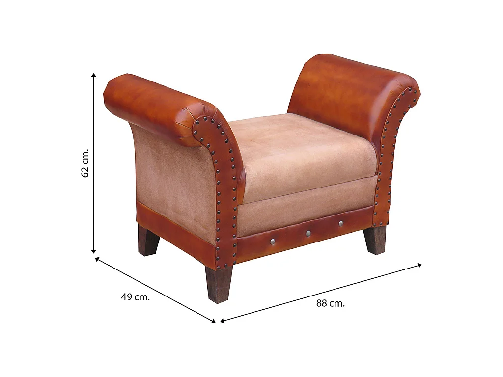 Braune Polsterbank 88x49x62h cm