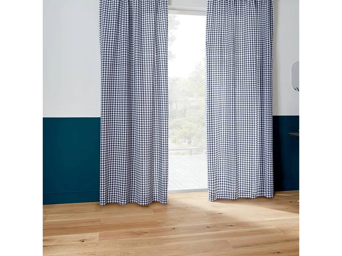Rideau Imprimé Vichy "Groove" 140x260cm Bleu