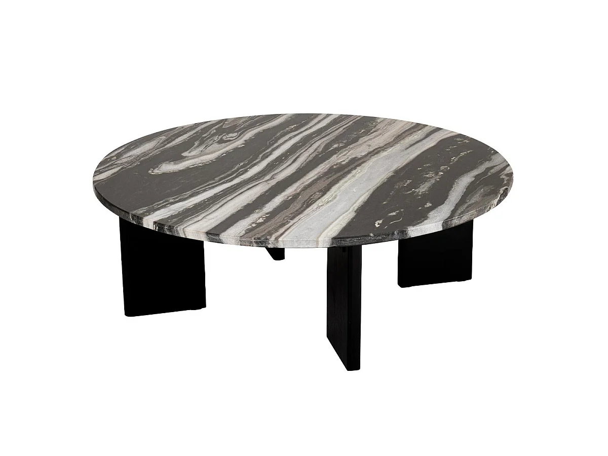 Table Basse en Marbre "Mathilde" 90cm Noir & Gris
