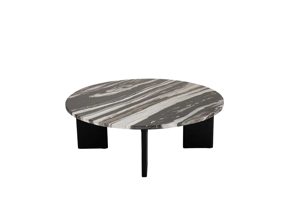 Table Basse en Marbre "Mathilde" 90cm Noir & Gris
