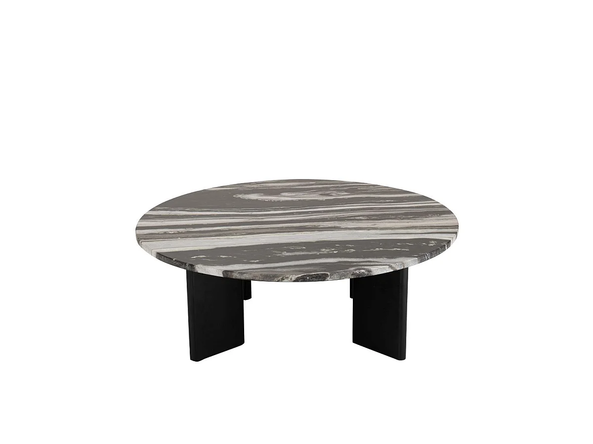 Table Basse en Marbre "Mathilde" 90cm Noir & Gris