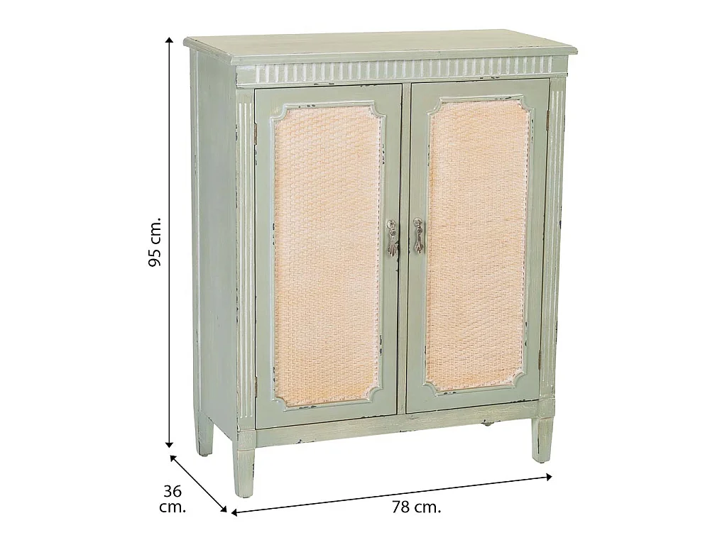 Mobile da ingresso in legno con verde 78x36x95h