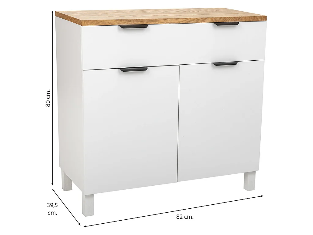 Recebedor de madeira lacada branca envelhecida 106x36x79h cm