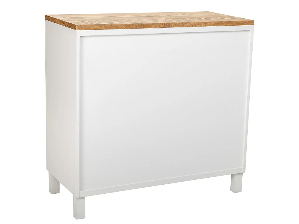 Recebedor de madeira lacada branca envelhecida 106x36x79h cm