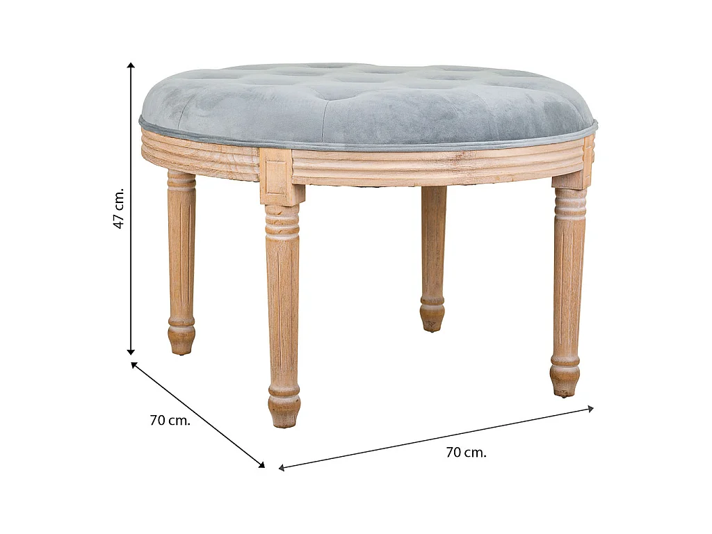 Sgabello imbottito in legno grigio d70x47h