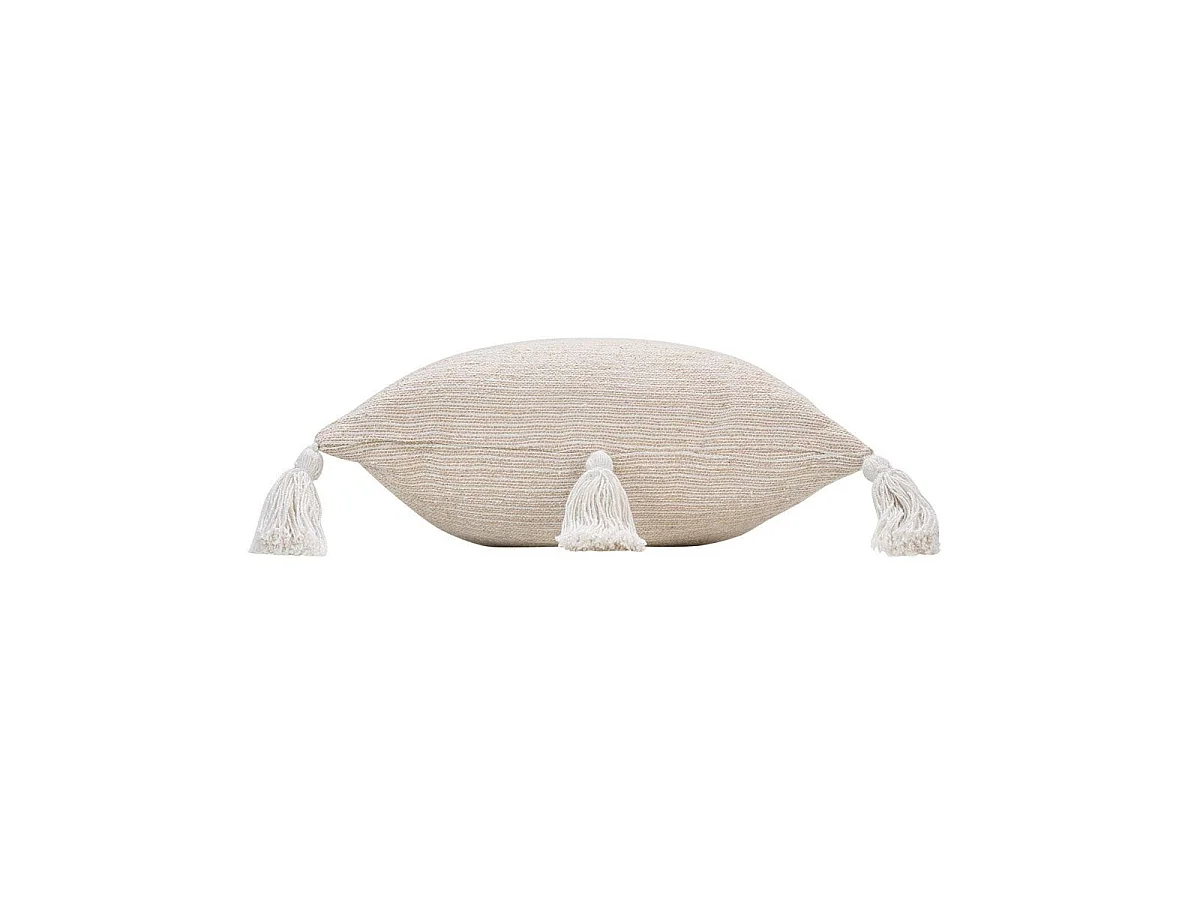 Housse de Coussin à Pompons "Ines" 40x40cm Beige