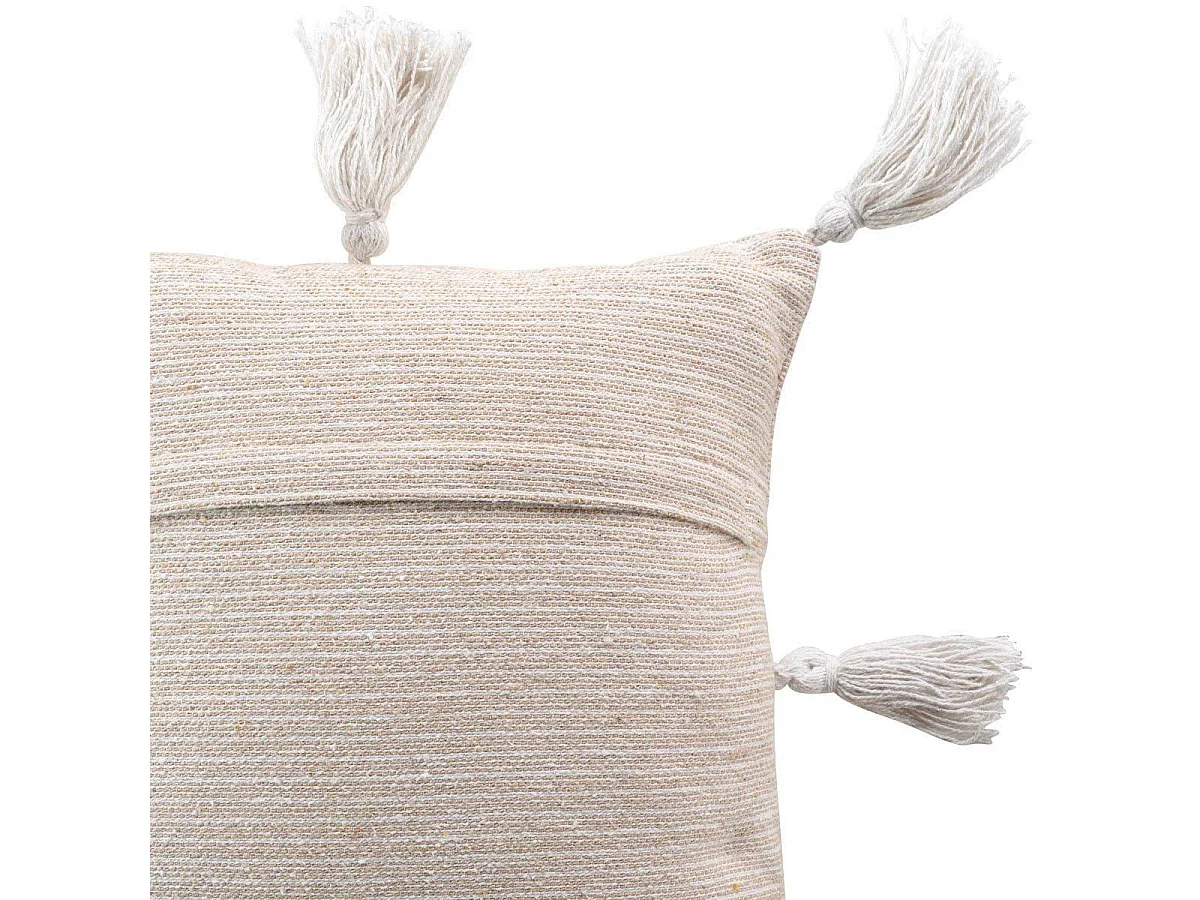 Housse de Coussin à Pompons "Ines" 40x40cm Beige