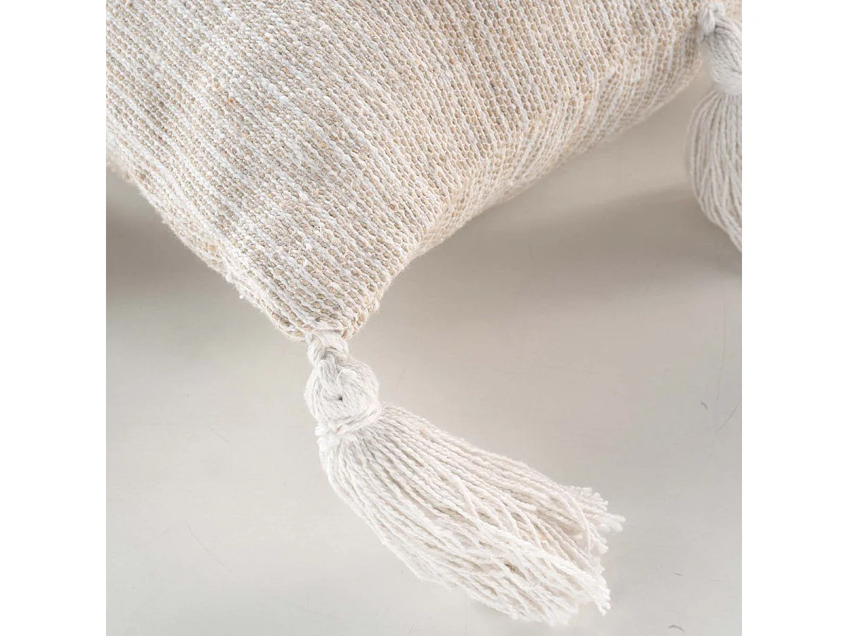 Housse de Coussin à Pompons "Ines" 40x40cm Beige
