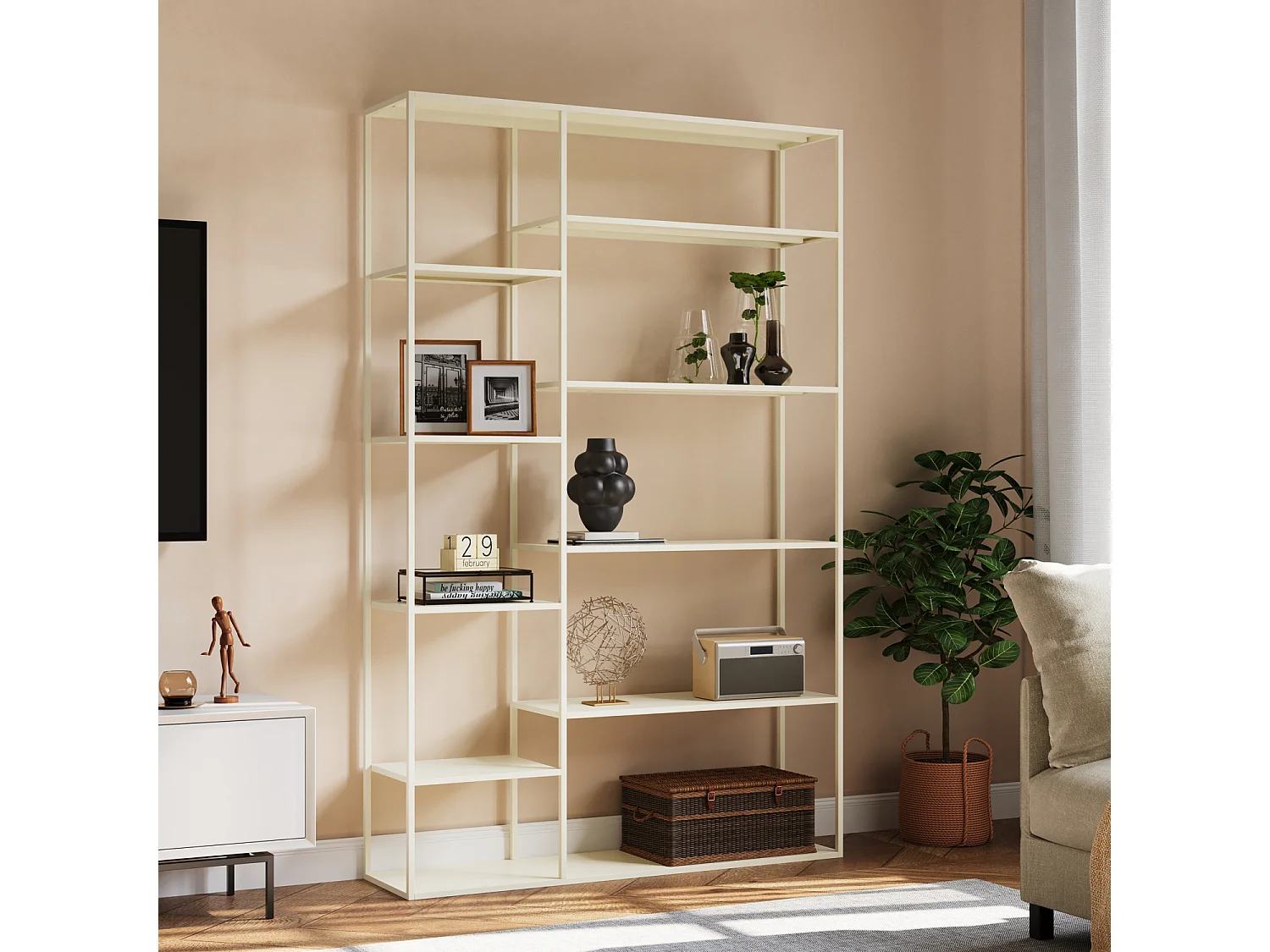 Bibliothèque en métal 189cm blanche ELISABETH - HAPPY GARDEN