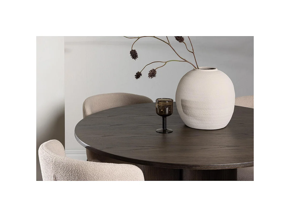 Ensemble Table à Manger & 4 Chaises "Olivia & Modesto" 110cm Moka & Beige