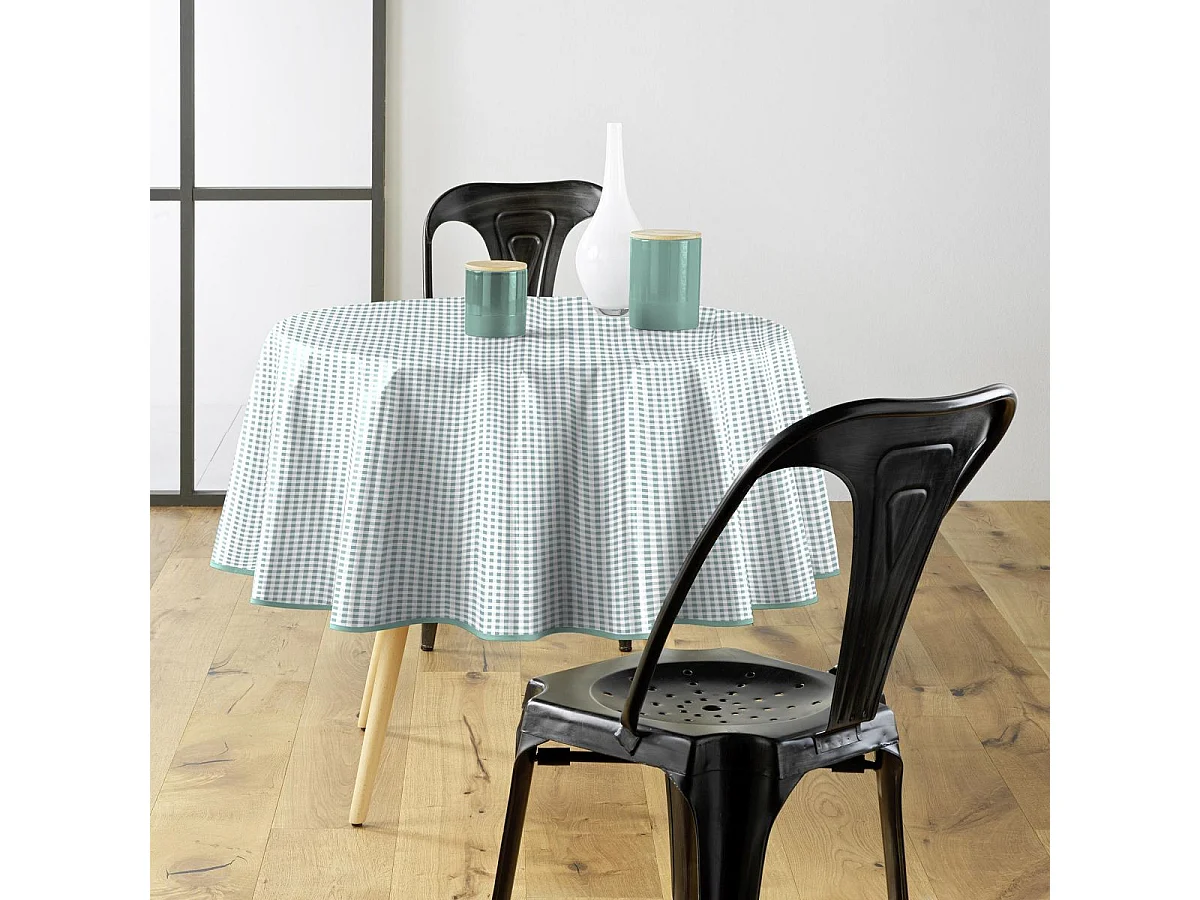 Nappe Ronde "Mini Vichy" 160cm Vert Sauge