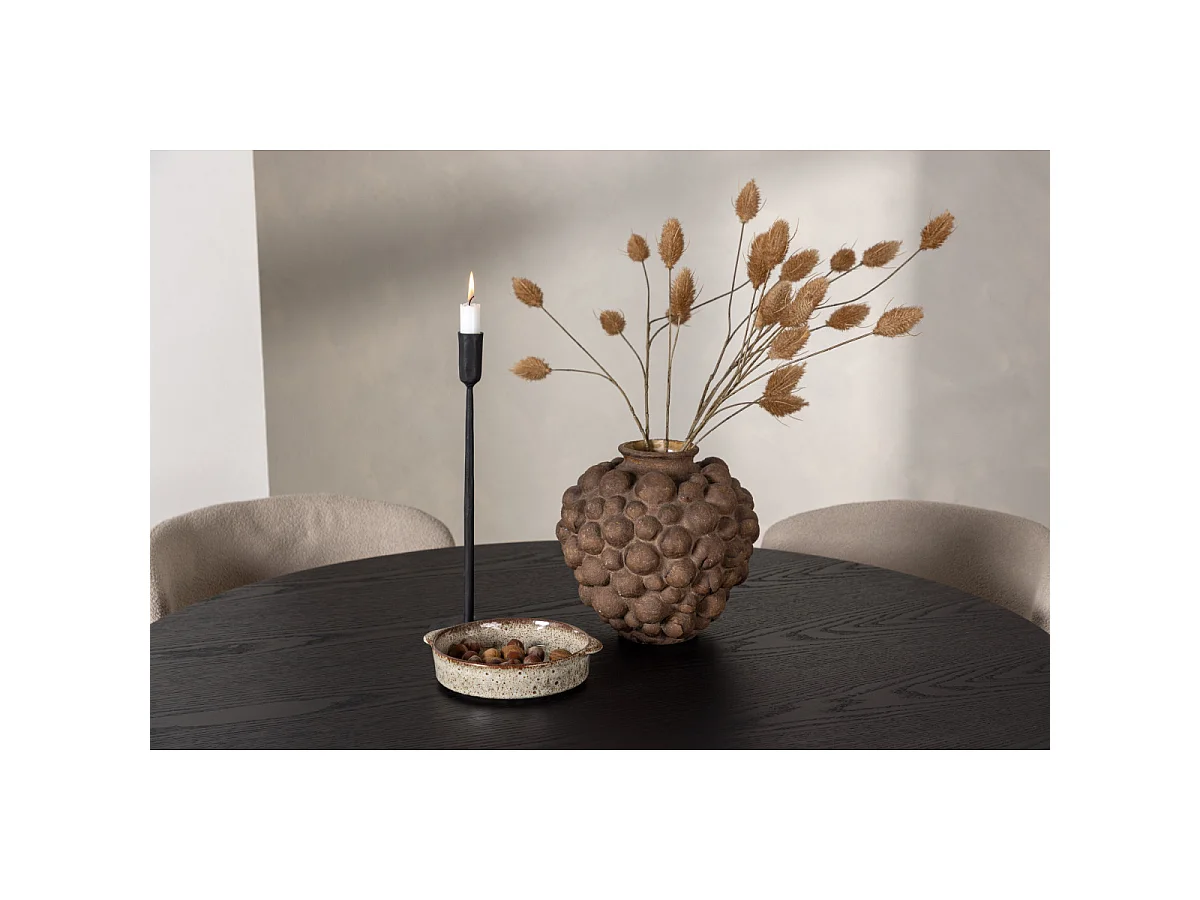 Ensemble Table à Manger & 4 Chaises "Olivia & Modesto" 110cm Noir & Beige