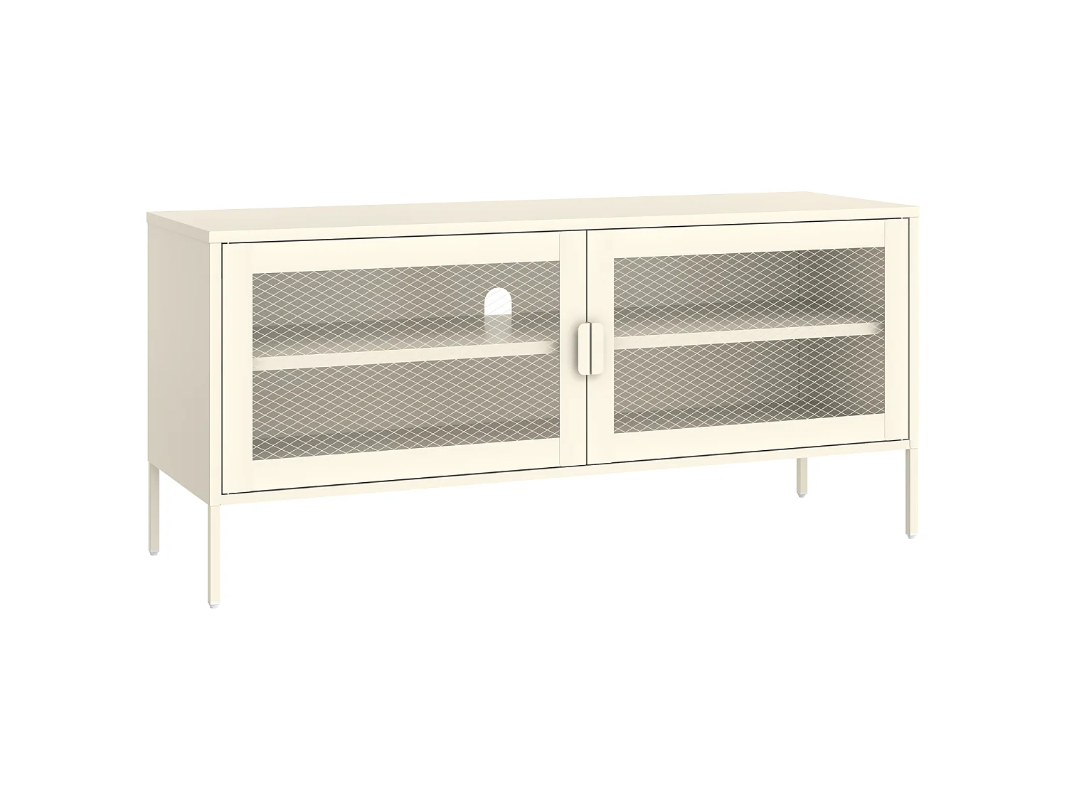 Meuble TV en métal 120cm blanc TOM - HAPPY GARDEN