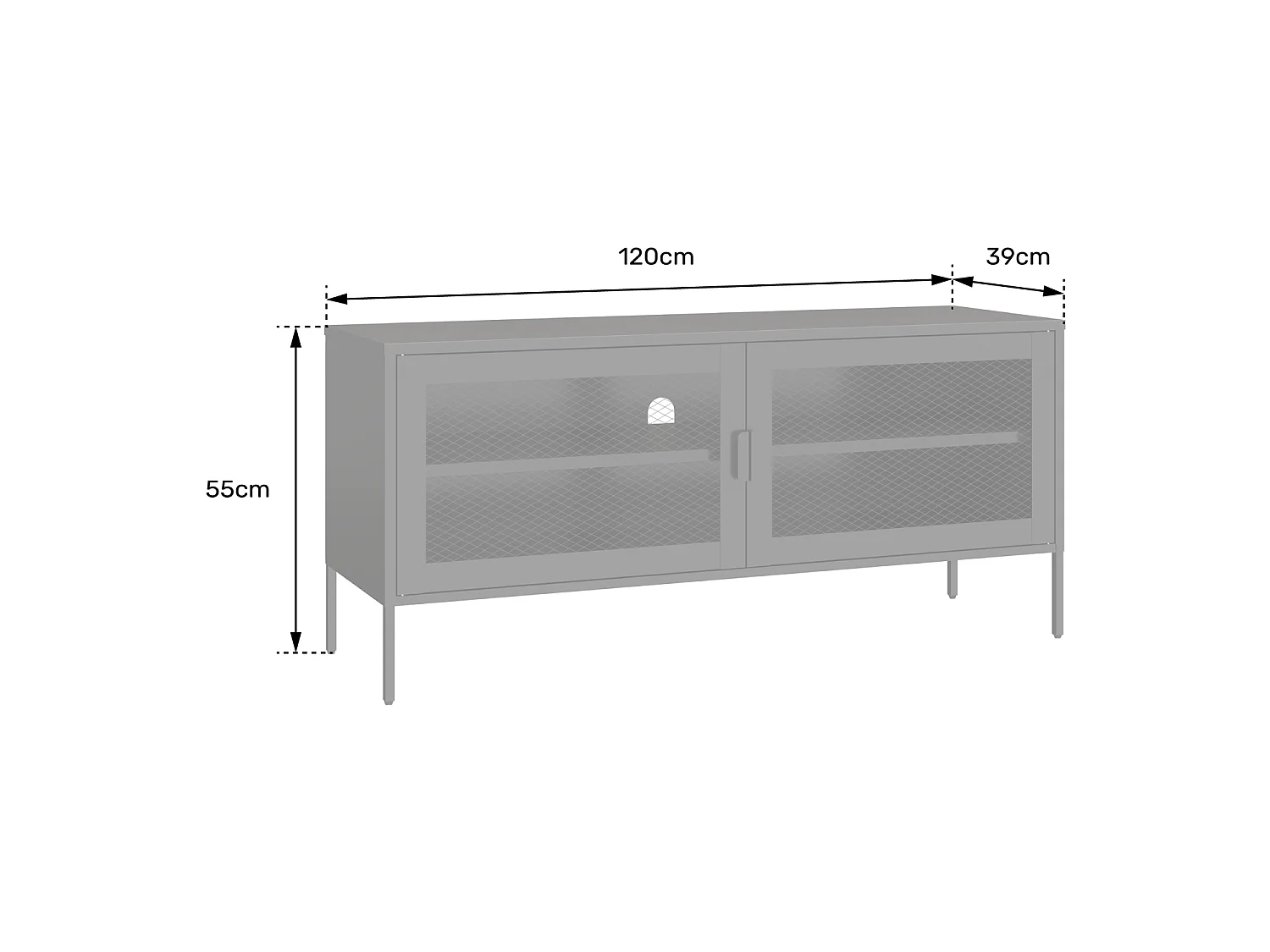 Meuble TV en métal 120cm blanc TOM - HAPPY GARDEN