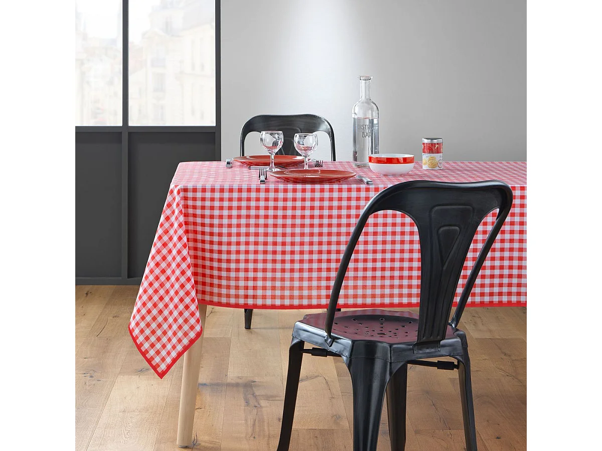 Nappe Antitache Imprimé "Vichy" 150x150cm Rouge