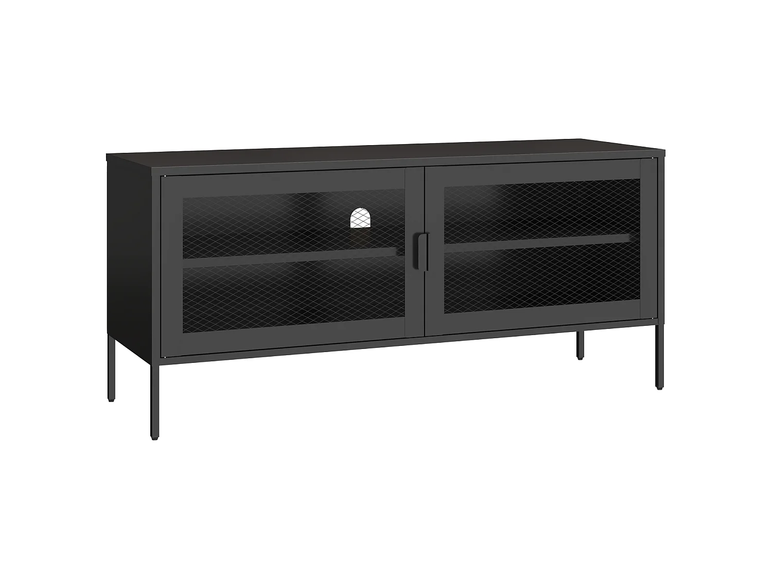 Meuble TV en métal 120cm noir TOM - HAPPY GARDEN