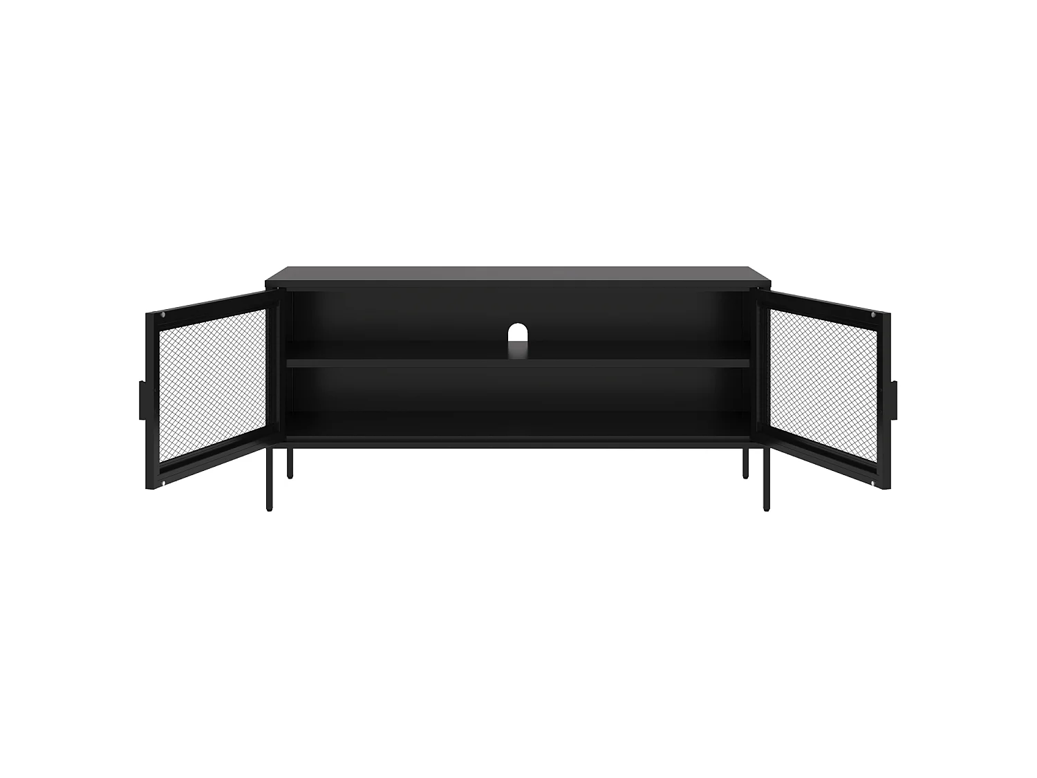 Meuble TV en métal 120cm noir TOM - HAPPY GARDEN