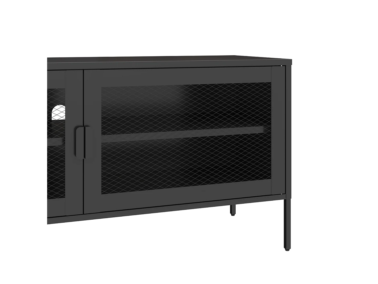 Meuble TV en métal 120cm noir TOM - HAPPY GARDEN