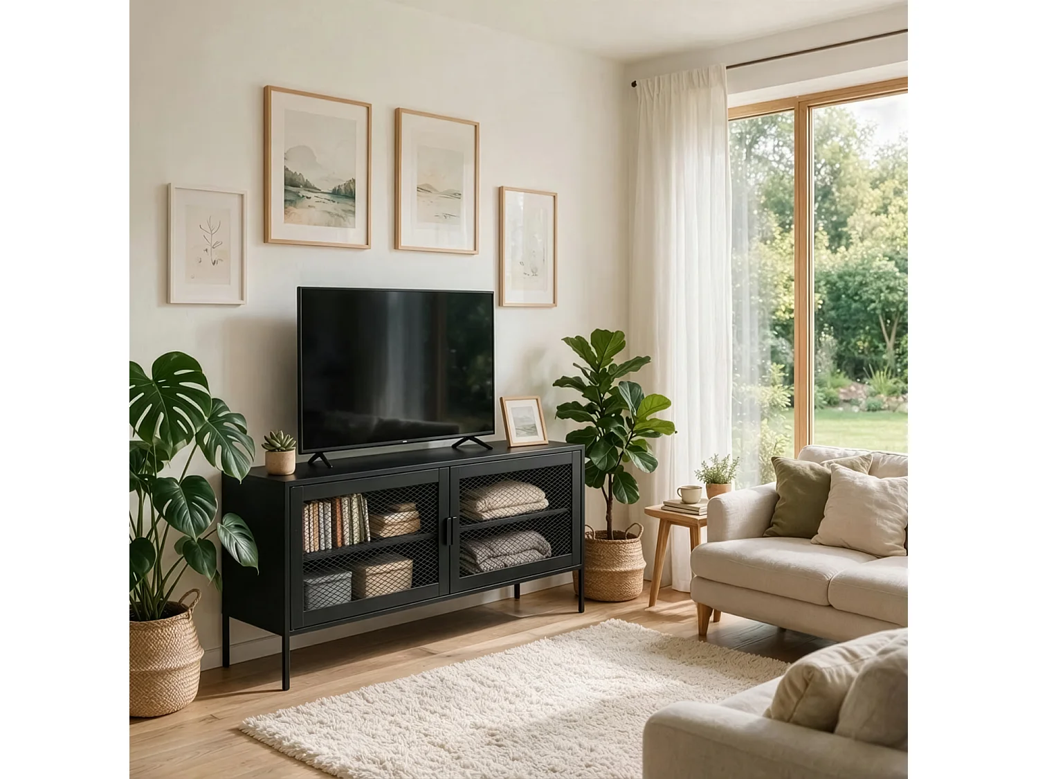 TV-Möbel aus Metall 120cm schwarz TOM