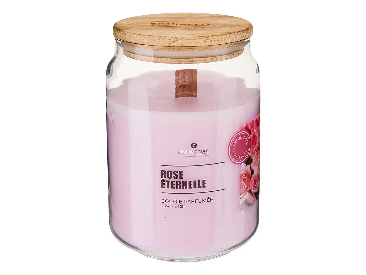 Bougie Parfumée en Verre "Vicky" 435g Rose Éternelle