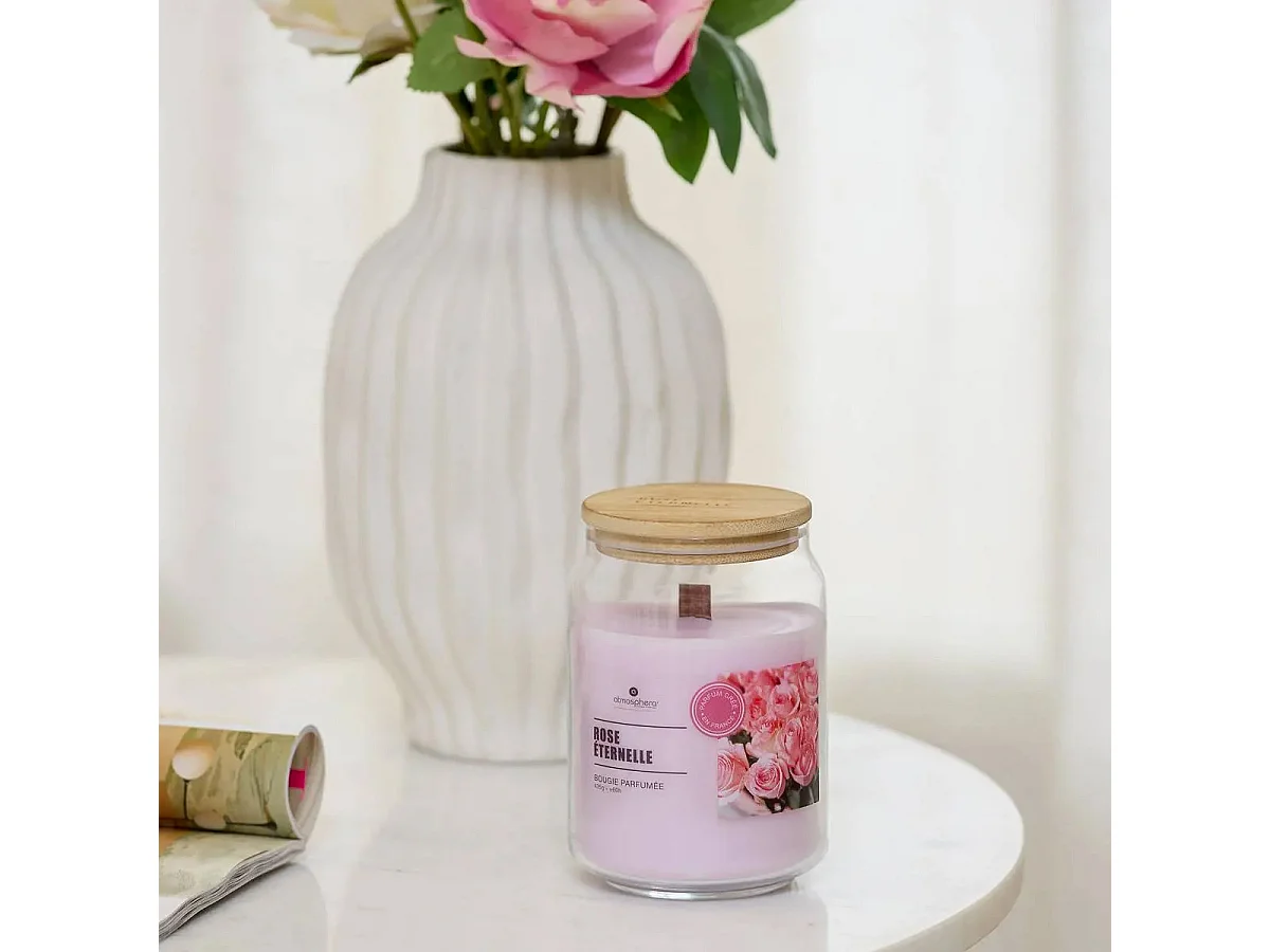 Bougie Parfumée en Verre "Vicky" 435g Rose Éternelle