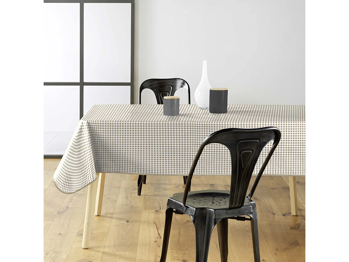Nappe Imprimé "Miny Vichy" 140x240cm Naturel